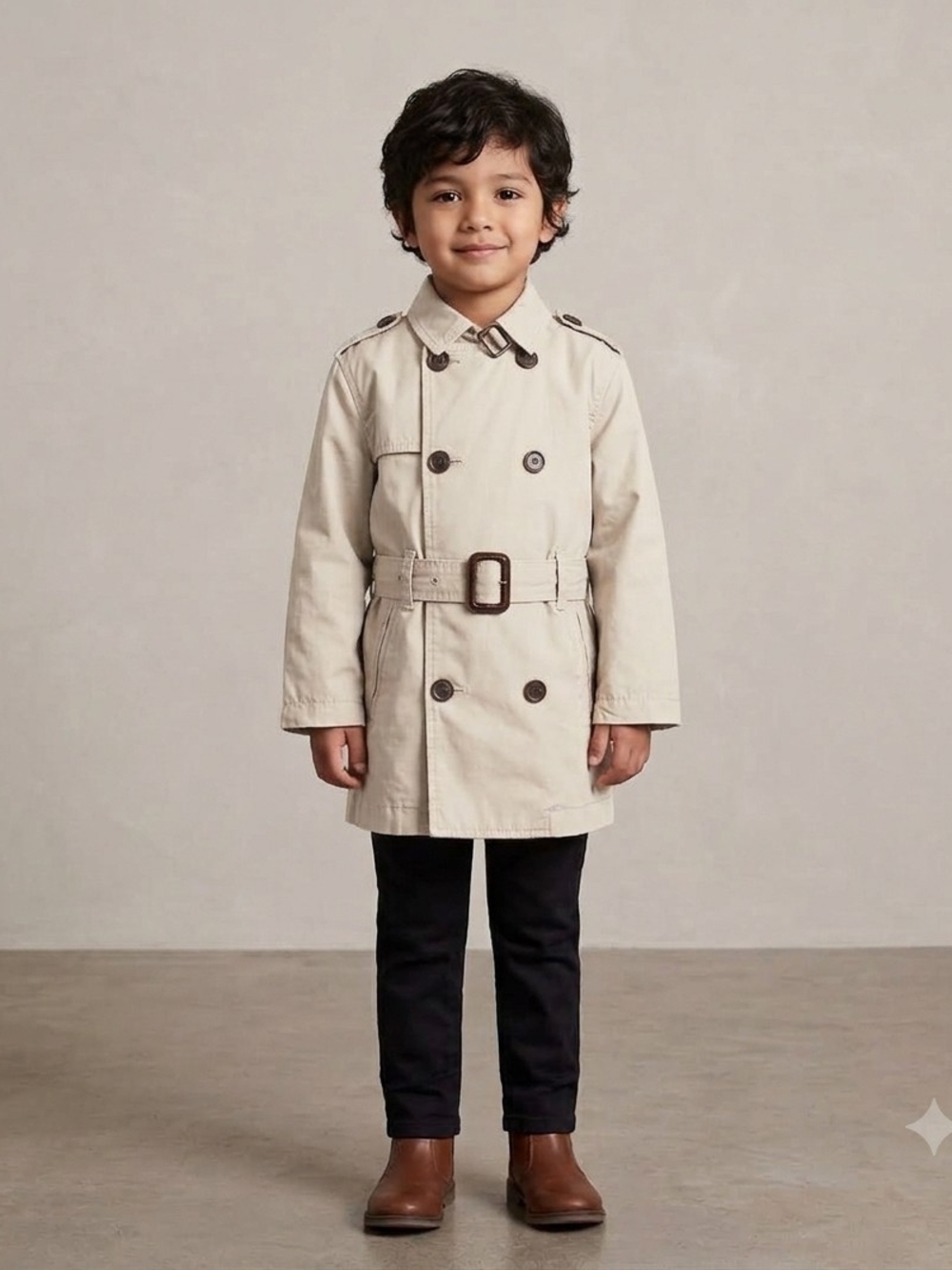 Zara Kids Beige Double-Breasted Trench Coat